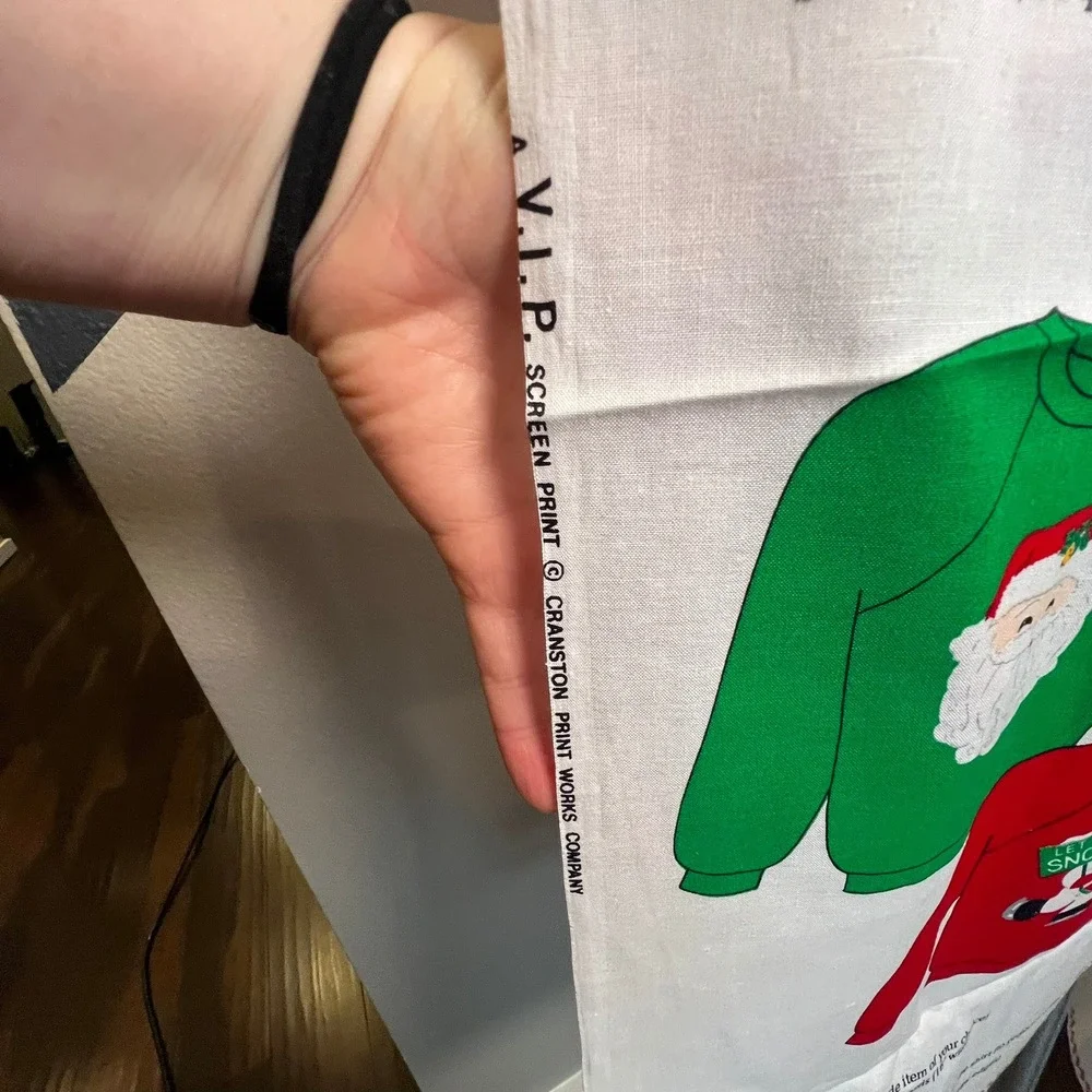 Vintage‎ Christmas Appliqué Fabric Panel Cranston VIP Santa Snowman Cut & Sew